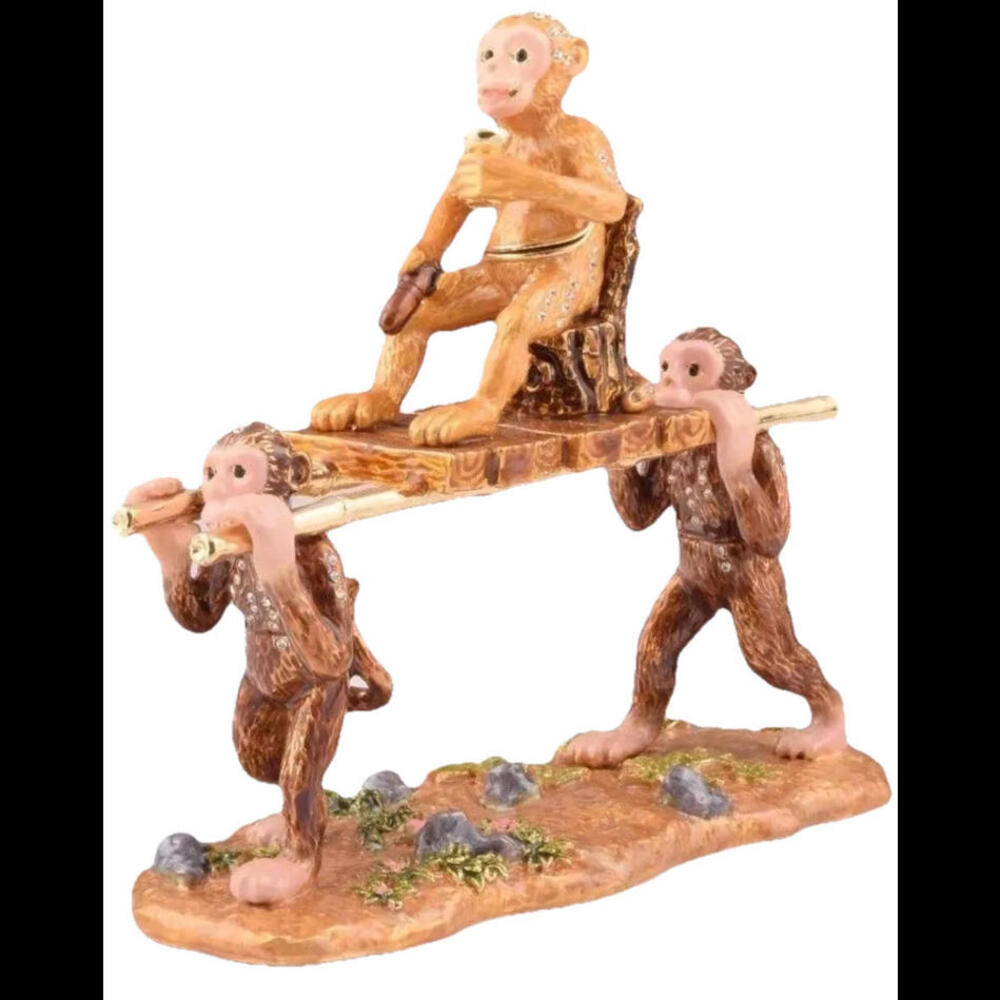 👸🏼Monkey King Trinket Box Keren Kopal Swarovski Crystal 5.2” Tall